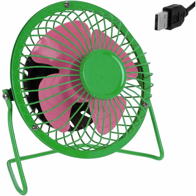 

Ventilador USB Mini portátil pequeño silencioso Metálico de mesa 360° grados inclinable para escritorio oficina Verde - Verde - Deuba