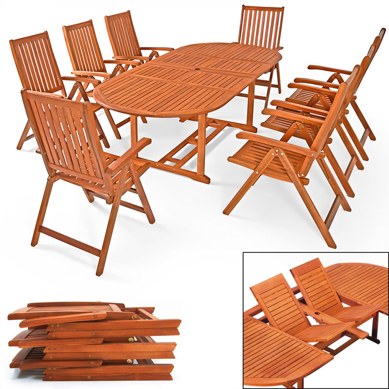 Deuba Wooden Garden Furniture Set FSC®-Certified Eucalyptus Wood 8