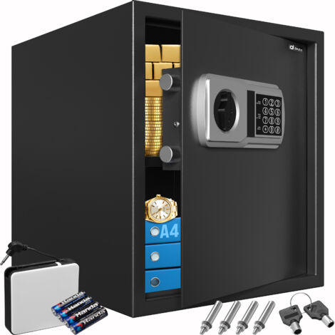 DEUBA® XXL Electronic Safe with Combination Lock  35x40x40cm  LED Display  4mm Steel Door Double Steel Bolt  Interior Light  Secure Furniture Safe Home & Office  Black