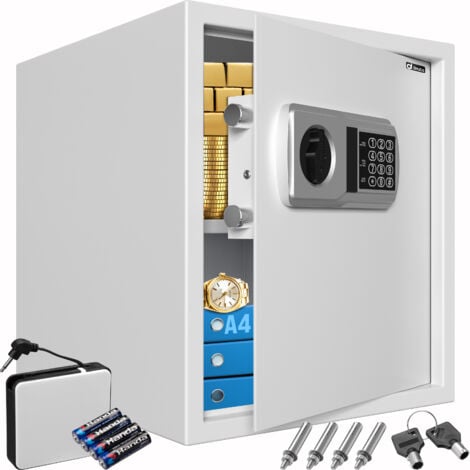 DEUBA® XXL Electronic Safe with Combination Lock  35x40x40cm  LED Display  4mm Steel Door Double Steel Bolt  Interior Light  Secure Furniture Safe Home & Office  Silver
