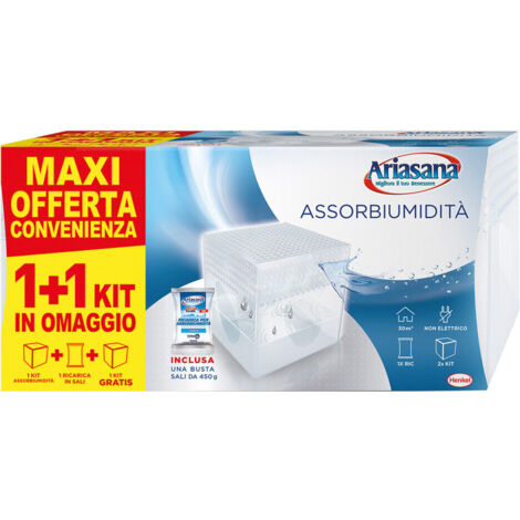 Deumidificatore Ariasana vaschetta mini con una ricarica assorbi-umidità in Tab da 450g