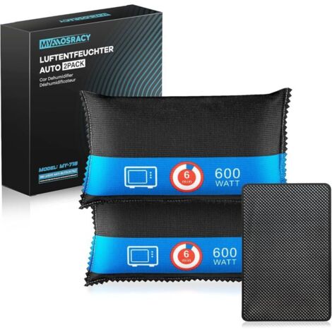 Deumidificatore, sacchetto riutilizzabile per il controllo dell'umidità per auto (2 x 400 g), gel di silice, combatte umidità, condensa e odori, a prova di perdite, deumidificatore per case e veicoli