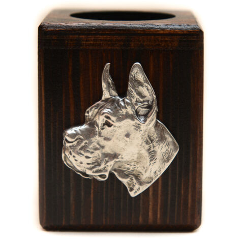 Deutsche Dogge I - Kerzenständer aus Holz mit Hund, ein einzigartiges Andenken nach dem Verlust eines Hundes, handgefertigt von Art-Dog
