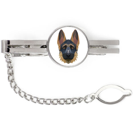 Deutscher Schäferhund, Elsässer I - geometrische Krawattenklammer mit Foto und Aufschrift Art-Dog