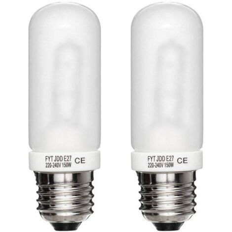 Deux ampoules halogènes dépolies à culot E27, 3700K, 150W 220-240V, adaptées à une utilisation comme ampoules pilotes pour flashs de studio