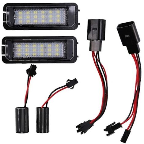 Deux ampoules LED 12V pour plaque d'immatriculation, compatibles avec Golf 4/5/6/7, alimentation externe CA pour l'éclairage de la plaque d'immatriculation.