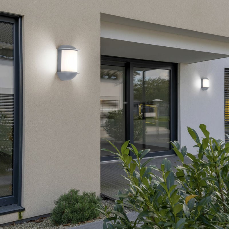 Applique extérieure Applique extérieure jardin terrasse lampe extérieur, fonte d'aluminium argent, 1x led 7W 550Lm, LxAxH 16x22x10 cm, lot de 2