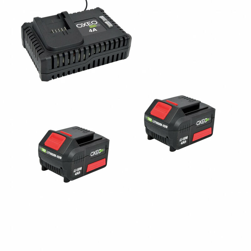 Oxeo - Deux batteries 4Ah et un chargeur super rapide batterie 18V Easy Full - 4A - pour outils Jardinage Bricolage sans fil Easy Full