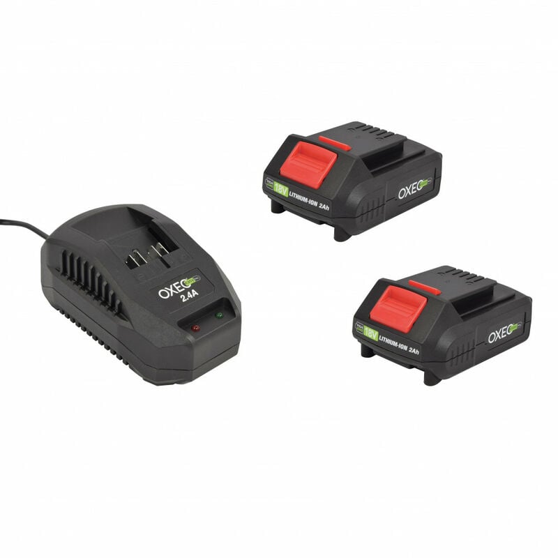 Deux batteries et chargeur rapide batterie 18V Easy Full - 2.4A - compatible outils de Jardinage et Bricolage sans fil Easy Full