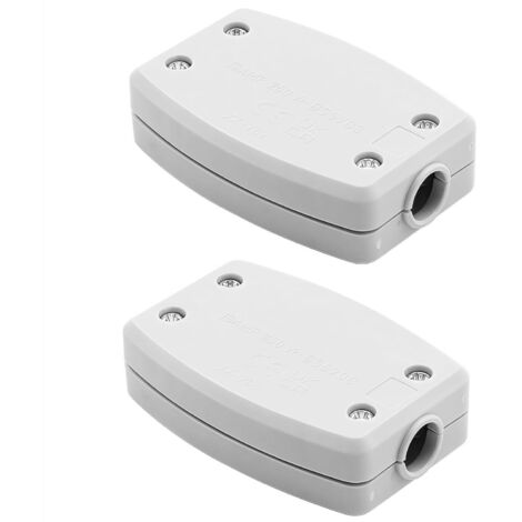 Deux boîtes de jonction électriques, 13 A, 250 V, connecteurs de câble à 3 conducteurs, adaptées à l'éclairage intérieur, à l'alimentation électrique et au câblage (blanc).