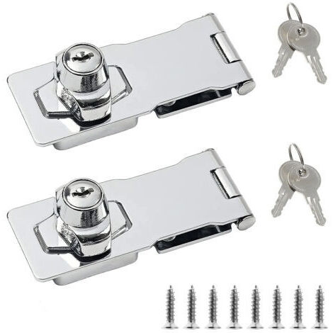 Deux cadenas à verrou en acier inoxydable de 4 pouces – verrous de sécurité pour portes, abris de jardin et armoires.