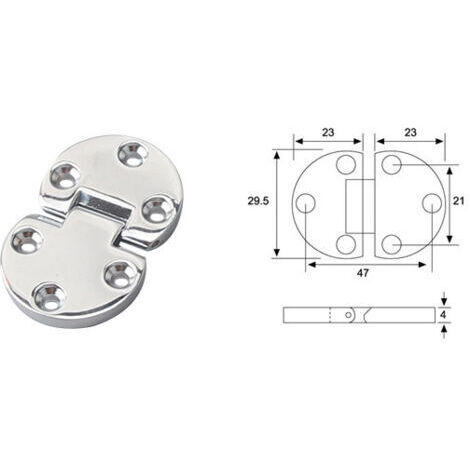 Deux charnières rondes pour portes de meubles, diamètre d'ouverture de 90°