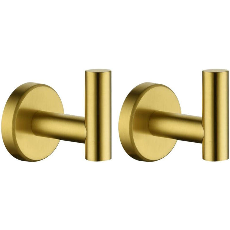 Deux crochets muraux en acier inoxydable et laiton jaune et des crochets pour serviettes de bain pour salle de bain, cuisine et garage