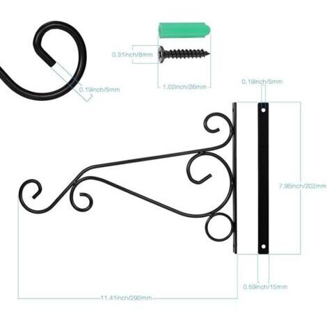Deux crochets robustes et durables en fer forgé, adaptés à la décoration de plantes, balcons, jardins et pots de fleurs.