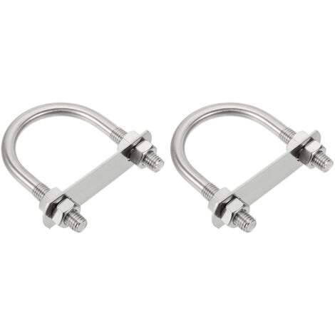 Deux étriers en U, en acier inoxydable 304, avec écrous et rondelles, adaptés aux bateaux de ski nautique et de pêche. (M1050120mm)