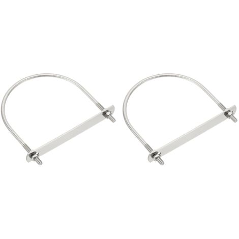 Deux étriers en U, en acier inoxydable 304, avec écrous et rondelles, adaptés aux bateaux de ski nautique et de pêche. (M6114138mm)
