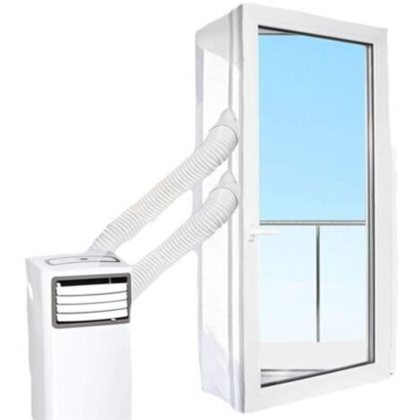 Deux fenêtres à double vitrage avec tissu d'étanchéité, déflecteur d'air conditionné, déflecteur d'air conditionné mobile, tissu d'étanchéité pour climatiseur, 5 mètres de double tube.