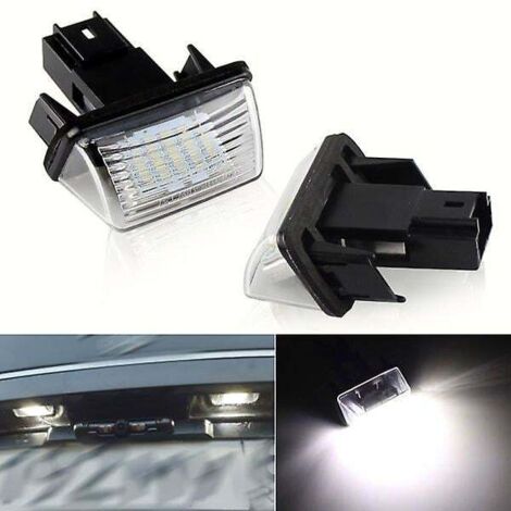 Deux feux de plaque d'immatriculation à LED compatibles avec Peugeot Citroën 206/207/307/308 C3-C6