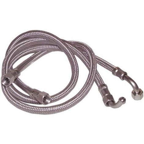Deux flexibles fioul femelle 14/150 x femelle 14/150 coudé Ø8 mm longueur 750 mm pour chaudière CUENO