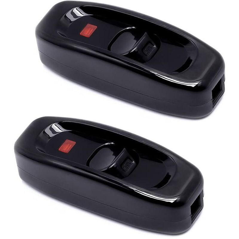 Deux interrupteurs noirs, 250 V 10 A, avec voyants LED, adaptés aux lampes de chevet, lampes de table, lampes de coiffeuse, etc.