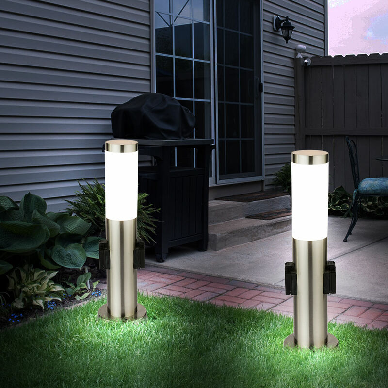 Etc-shop - Lot de 2 7 watts LED en acier inoxydable lampadaire extérieur distributeur d'énergie IP44
