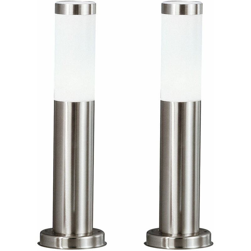 Lot de 2 lampadaires d'extérieur IP44 éclairage de jardin en acier inoxydable moderne