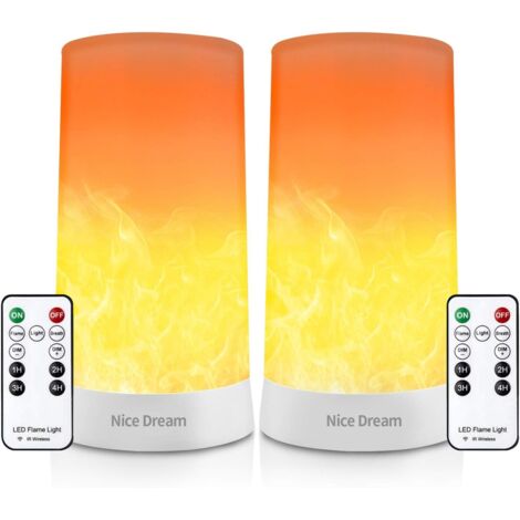 Deux lampes à effet flamme combinées, avec télécommande et chargement USB.