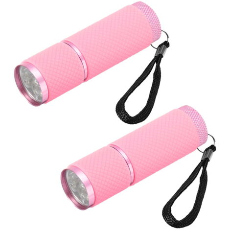 Deux lampes torches LED ultra-lumineuses, chacune équipée de neuf ampoules LED et d'une veilleuse, idéales pour le camping, la randonnée et autres activités de plein air pour adultes - Rose