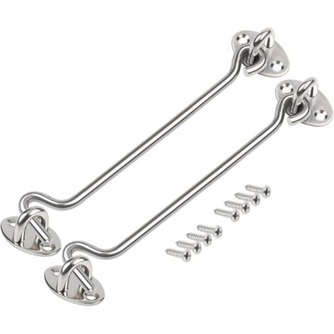 Deux loquets à œillet, crochets de porte en acier inoxydable, loquets à œillet, crochets de verrouillage de porte de grange et loquets à œillet (8 pouces) pour portes et fenêtres.