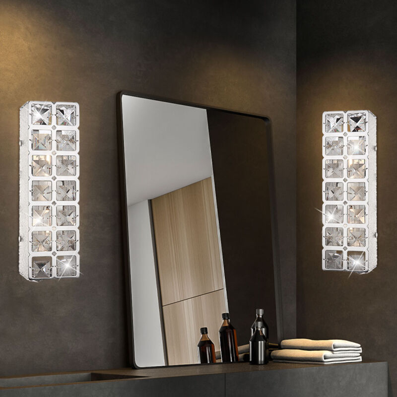 Lot de 2 appliques murales LED 10 watts éclairage lampe K9 cristaux clairs