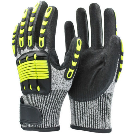 Deux paires de gants de travail jaunes, taille XL, résistants aux coupures, à l'abrasion, aux chocs, aux impacts et aux perforations.