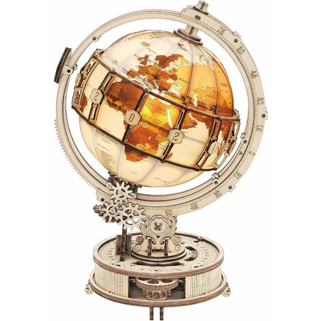 Deux pièces en bois modèle Puzzle 3D terre en bois lumineux adulte bâtiment, 180 pièces, boule lumineuse-167203293mm