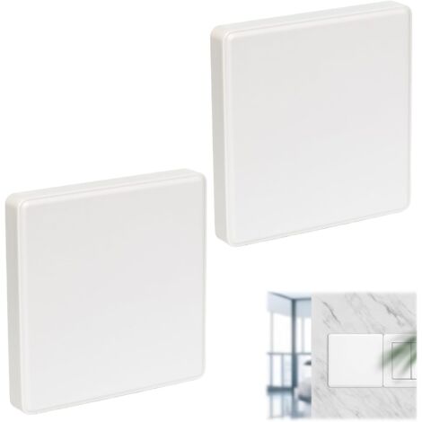 Deux plaques de prises murales pour compteurs électriques, mesurant 86x86 mm, adaptées aux trous de prises rectangulaires encastrés.