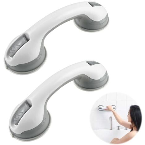 Deux poignées/supports de porte de douche à ventouses, étanches et antidérapants, adaptés aux personnes handicapées, âgées et blessées, installation sans perçage.