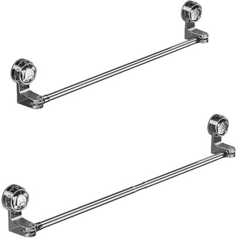 Deux porte-serviettes à ventouses puissantes, de taille réglable, pratiques pour une utilisation dans les salles de bains et les cuisines, sans perçage.