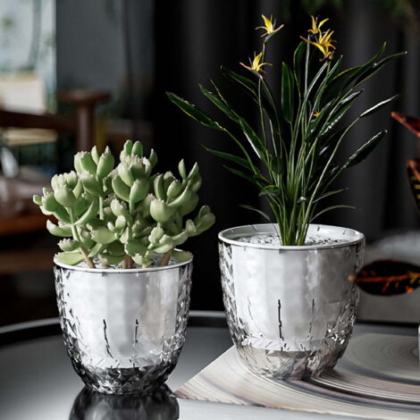 Deux pots d'intérieur à arrosage automatique avec trous de drainage, pots transparents, pots à arrosage automatique transparents, pots de fleurs - pots modernes en plastique pour semis, adaptés aux pl