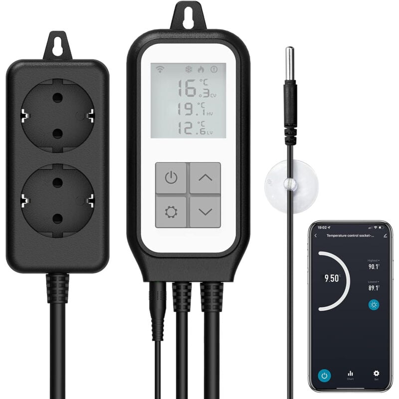 Deux prises avec le thermomètre TUYA SL-PST20 Smart Life