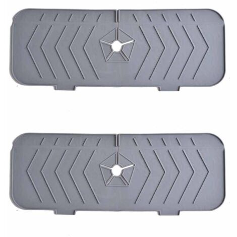 Deux tapis de vidange pour évier de cuisine, des protections anti-éclaboussures pour robinet et des tapis de guidage pour drain de salle de bain (couleur : gris).