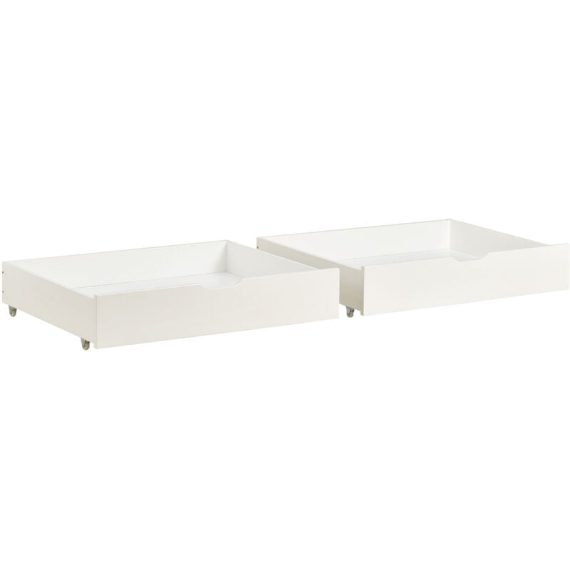 Deux tiroirs, espace de rangement sous le lit, mdf + roulettes au sol, blanc (93x67x17cm) (tiroirs uniquement) Okwish