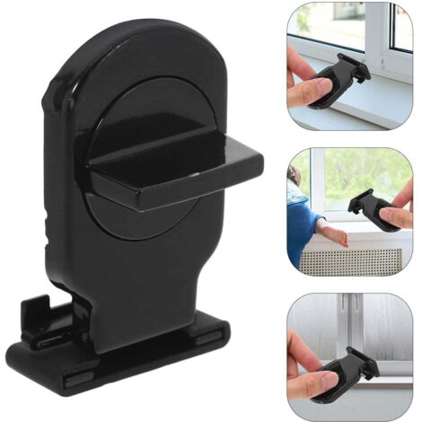 Deux verrous noirs pour fenêtres coulissantes, sans perçage, durables et polyvalents.