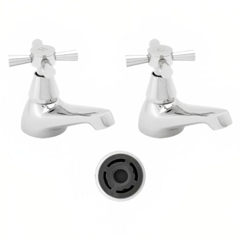 Deva Milan Basin Taps (Pair), 4 litre Flow Regulator, Chrome