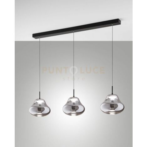 DEVA SOSPENSIONE FUME' 3 LUCI LINEARE  A LED CCT 2700K - 3000K - 4000K- 42W - 4530 lm DIMMERABILE