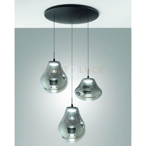 DEVA SOSPENSIONE FUME' 3 LUCI TONDA A LED CCT 2700K - 3000K - 4000K- 42W - 4530 lm DIMMERABILE