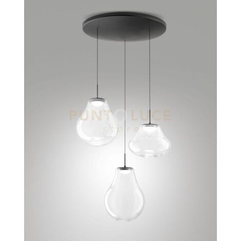 DEVA SOSPENSIONE TRASPARENTE 3 LUCI TONDA A LED CCT 2700K - 3000K - 4000K- 42W - 4530 lm DIMMERABILE