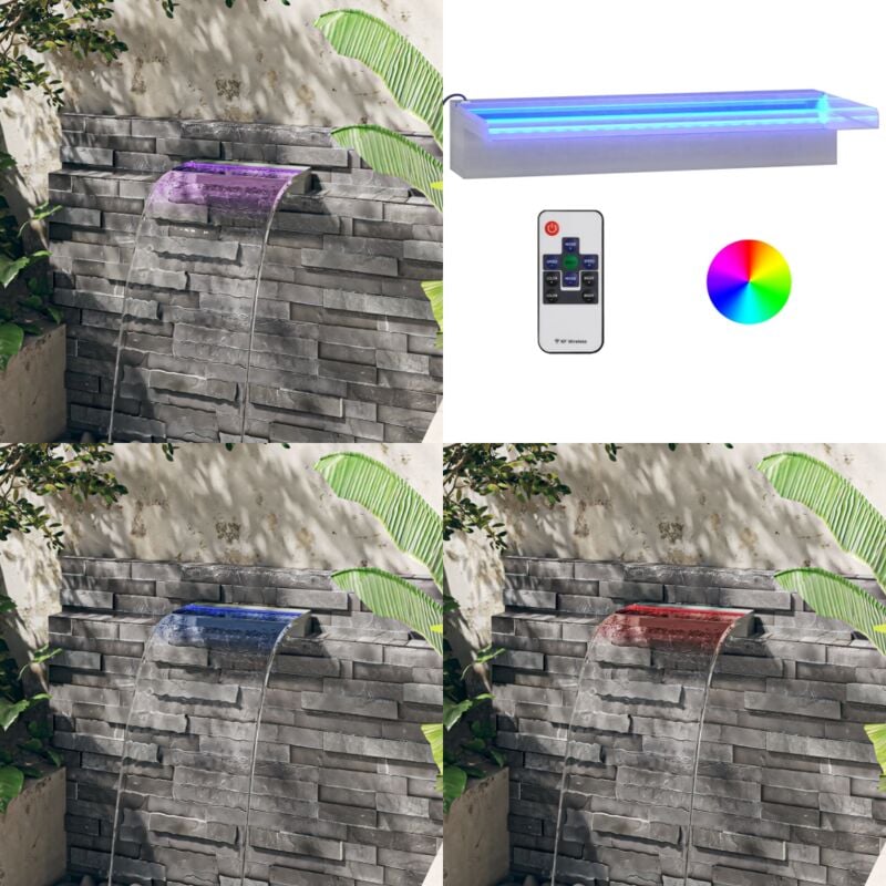 Vidaxl - Déversoir pour cascade avec led rvb Inox 45 cm - déversoir de cascade - déversoirs de cascade - Home & Living - Argent