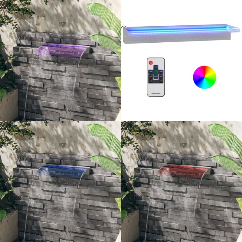 Vidaxl - Déversoir pour cascade avec led rvb Inox 60 cm - déversoir de cascade - déversoirs de cascade - Home & Living - Argent