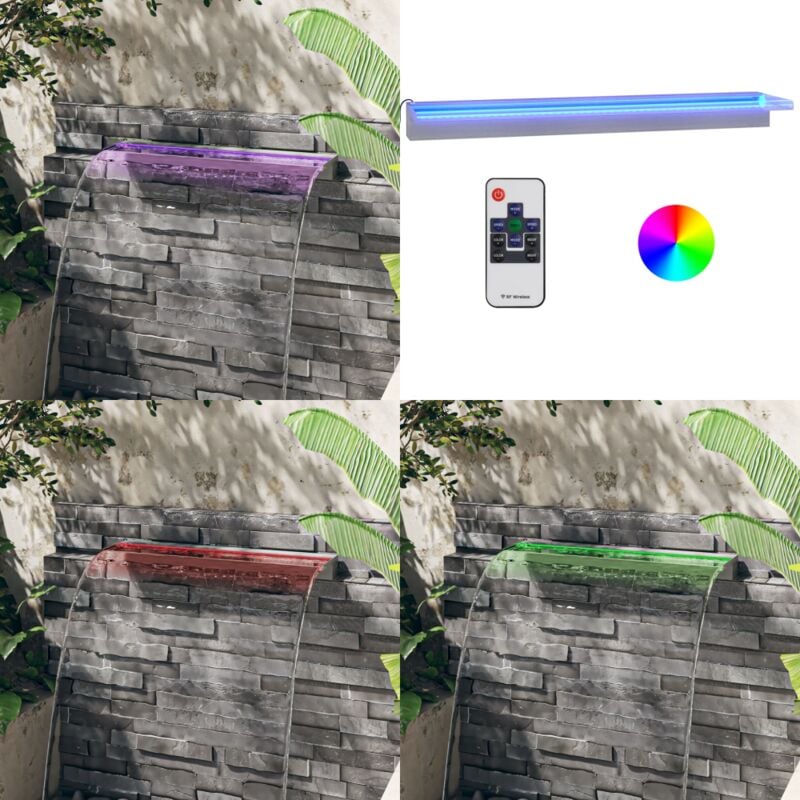 Vidaxl - Déversoir pour cascade avec led rvb Inox 90 cm - déversoir de cascade - déversoirs de cascade - Home & Living - Argent