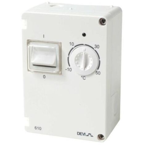 DEVI 140F1080 Elektron.Thermostat DEVIreg 610, AP-Montage, -10°C bis 50°C, IP44-'1013214'