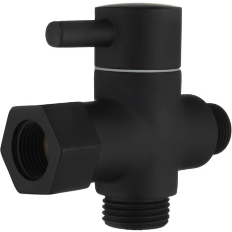 Déviateur à 3 Voies le Laiton Vanne D'arrêt 3/8”-12/17 Adaptateur pour la Ligne D'eau de Toilette,Noir,DSF007DB