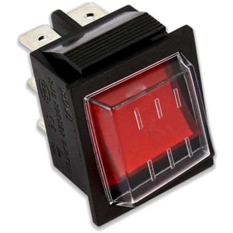 Deviatore bipolare luminoso di colore rosso 6 faston con protezione I -2